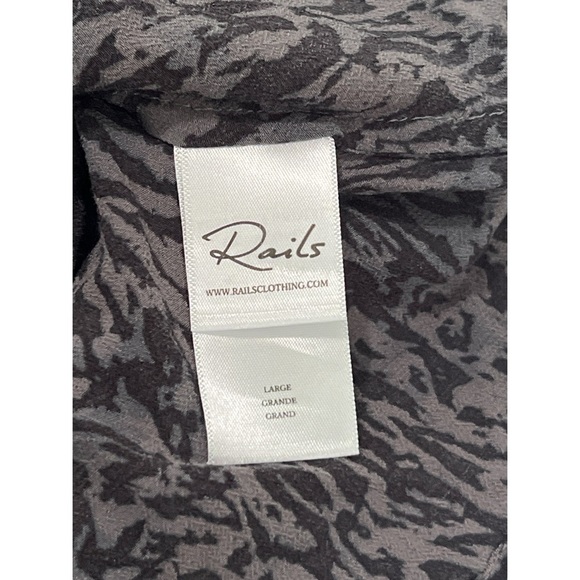 Rails Zana Dress Women’s Large Charcoal Animal Print Mini Smocked - Picture 8 of 14